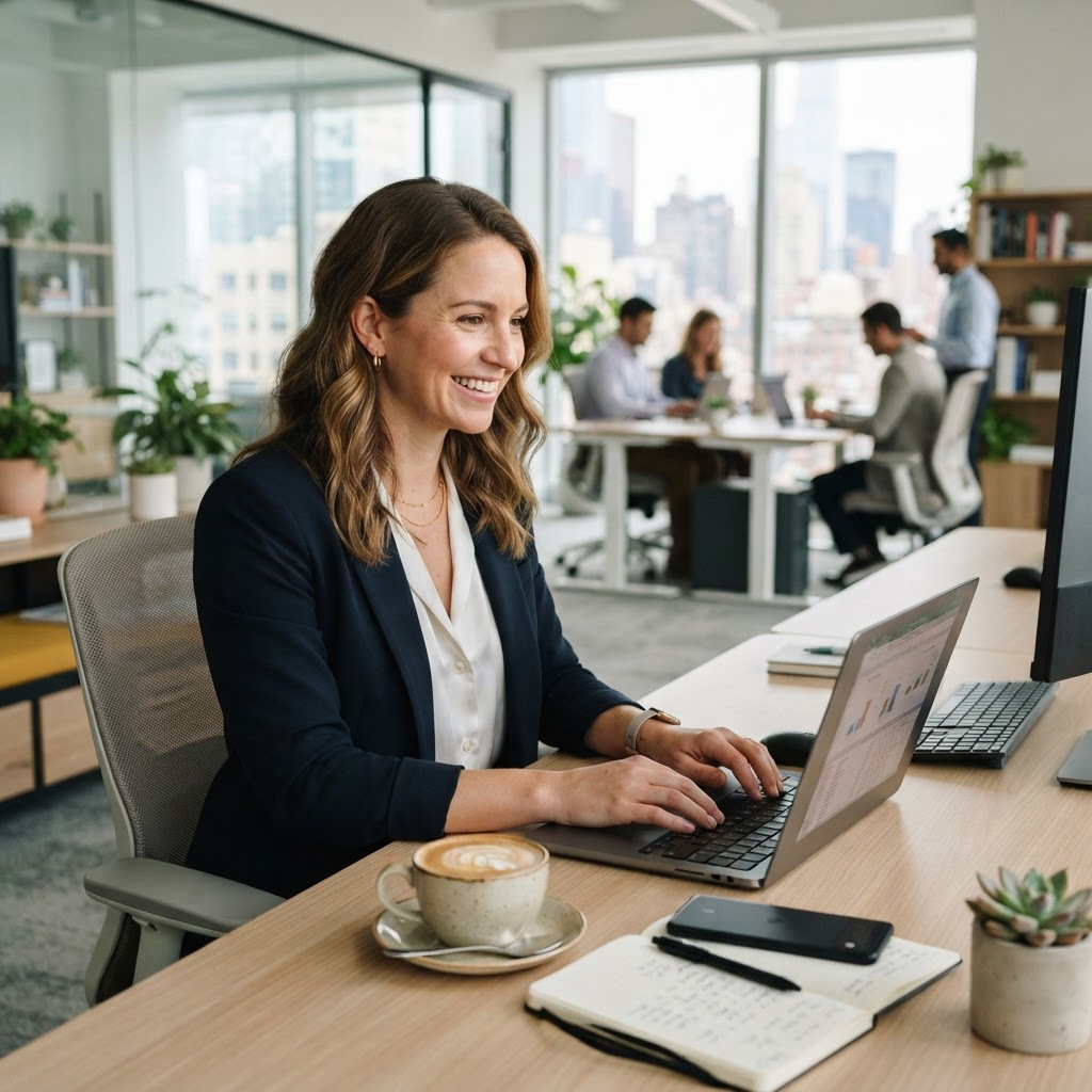 Professional working in a modern office environment